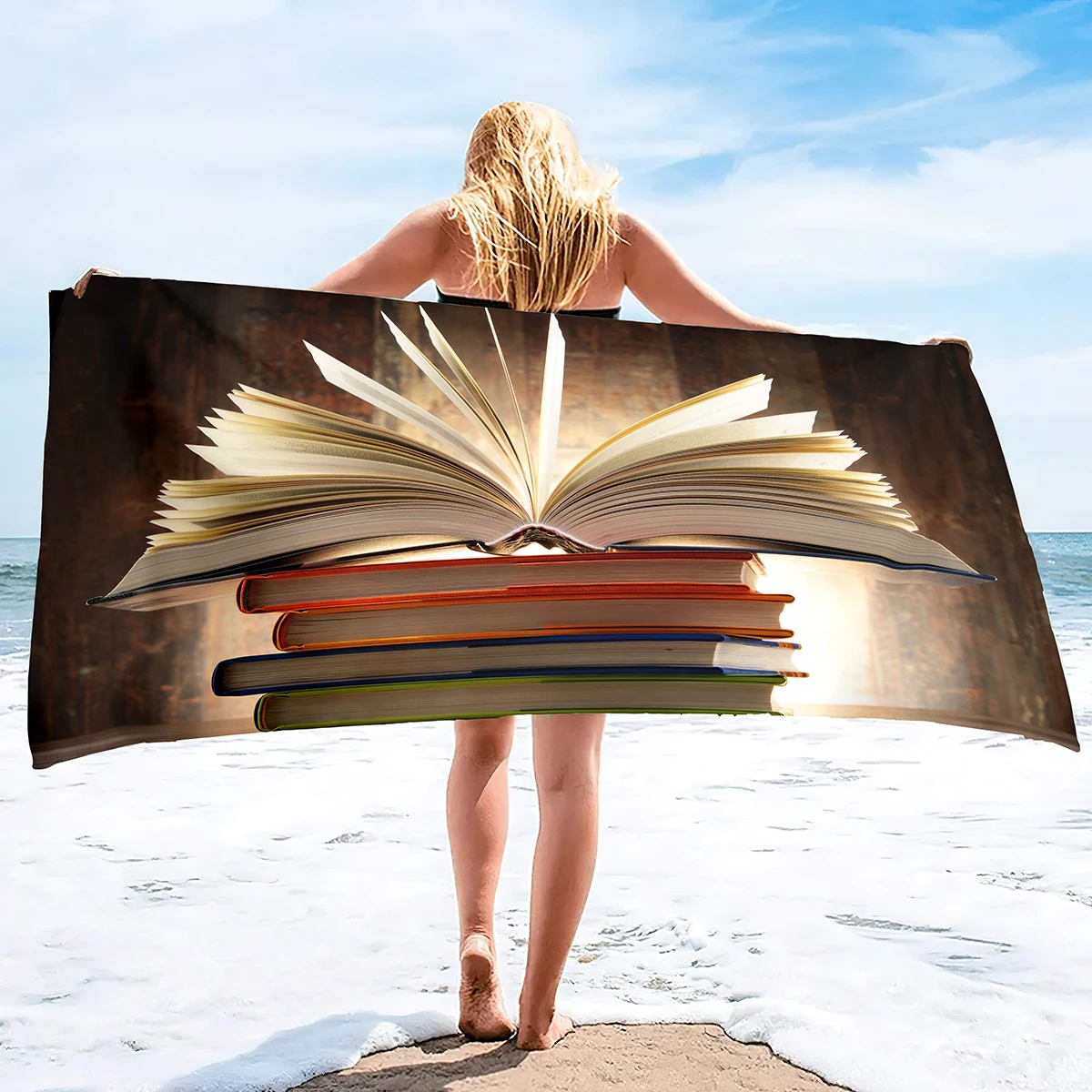 

Book Beach Towel,Oversized Microfiber for Travel, Quick Dry Swim Sand Proof s Accessories