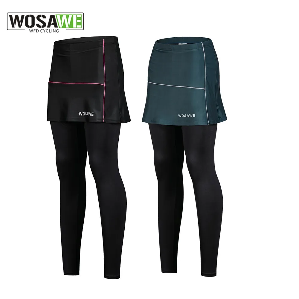 

WOSAWE Women's Cycling Shorts Bicycle Skirt Pants Breathable MTB Bike Riding Pants with Skirts Gel Pad Bottom cilismo Pants