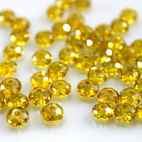Isywaka Golden Faceted Crystal Glass Beads - 50pcs Spacer Beads