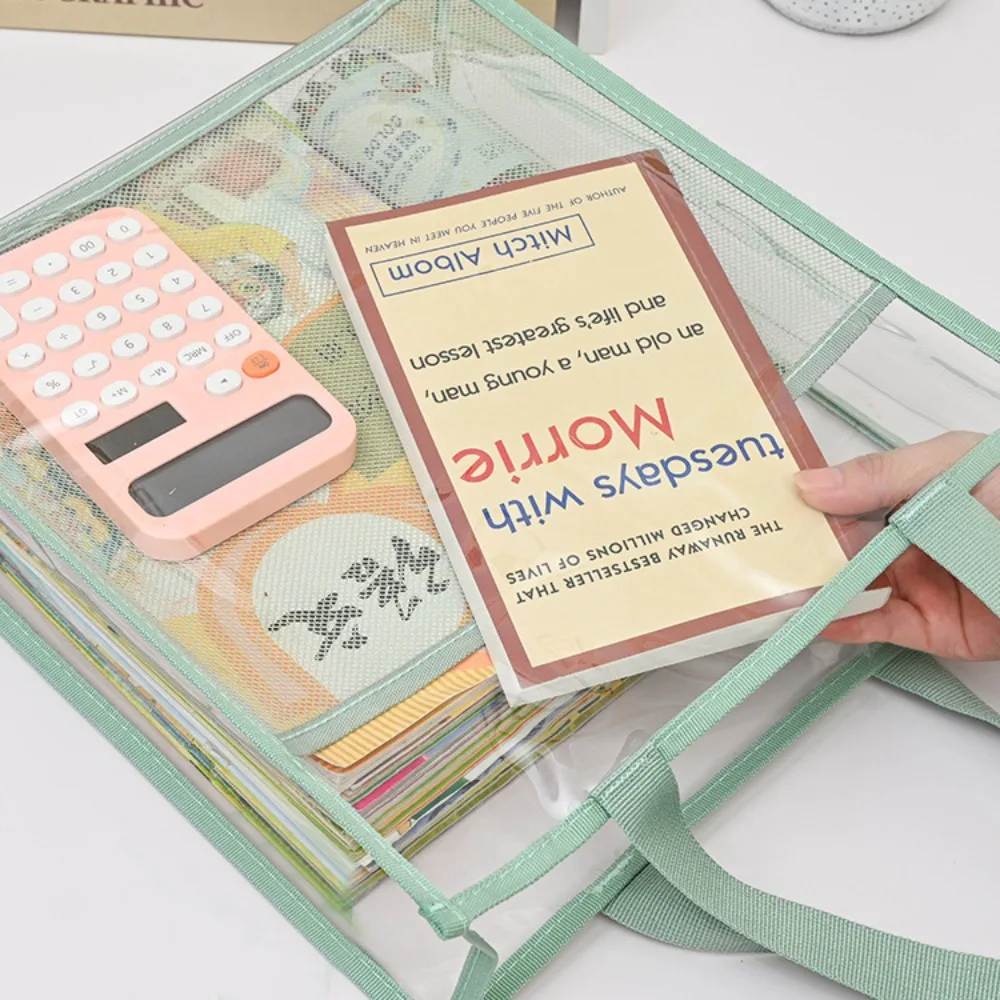 PVC 파우치 가방, 다기능 투명 파일 가방, 대용량 두꺼운 문서 가방, 학교 사무용품, 신제품