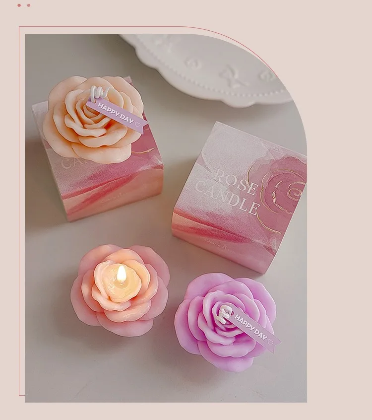 Handgemachte Rosenkerze, Duftkerze, Aromatherapie, Sojawachs, Kerze, Hochzeit, Geburtstag, Kerzen, Party, Heimdekoration, Foto-Requisiten – Detail 5