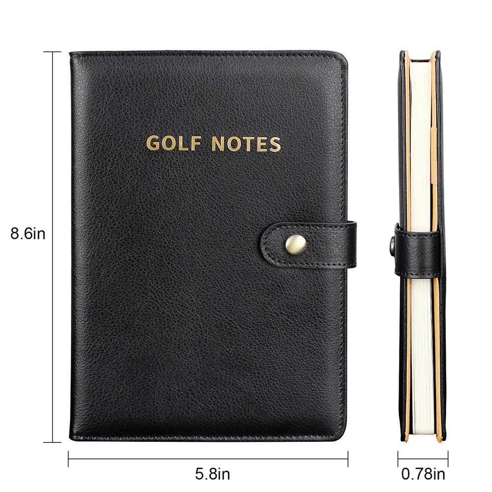 Black Leather Golf Scorecard Holder Score Notebook Log Journal Yardage Book Supplies Golf Training Aids for Men 2