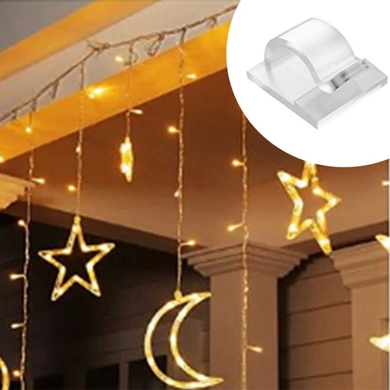 LED string lights camping string lights tarpaulin clips camping tent clips carabiner clips drinking tube clip gloves clips zipper clip Hooks For Outdoor String Lights Clips 30 Pack Clips Clear Light Hook With 30 Waterproof Adhesive Backing