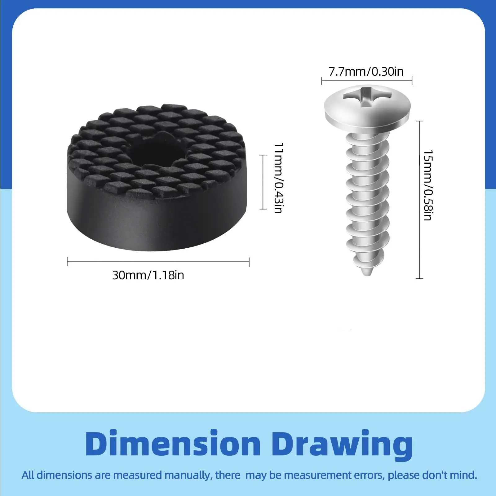 Non-Slip Round Rubber Furniture Pads with Screws - Set of 12