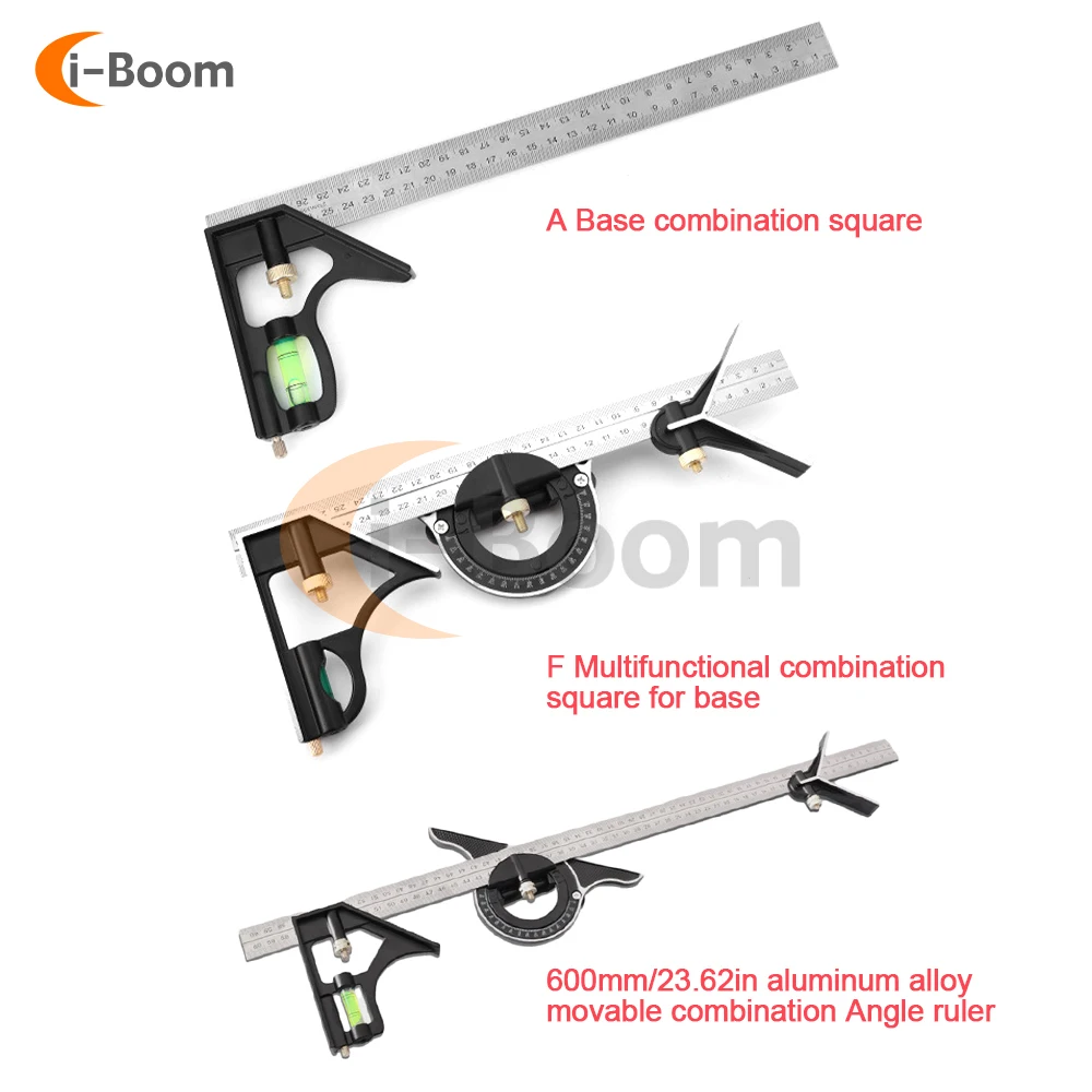 Multifunction Square Angle Ruler High-precision Woodworking Scribing Mark Line Measuring Tools Kit Stainless Steel Durable Level 6