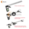 Multifunction Square Angle Ruler High-precision Woodworking Scribing Mark Line Measuring Tools Kit Stainless Steel Durable Level 6