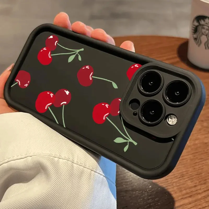 Cute Cartoon Cherry Strawberry Pattern Silicone Phone Case Cover