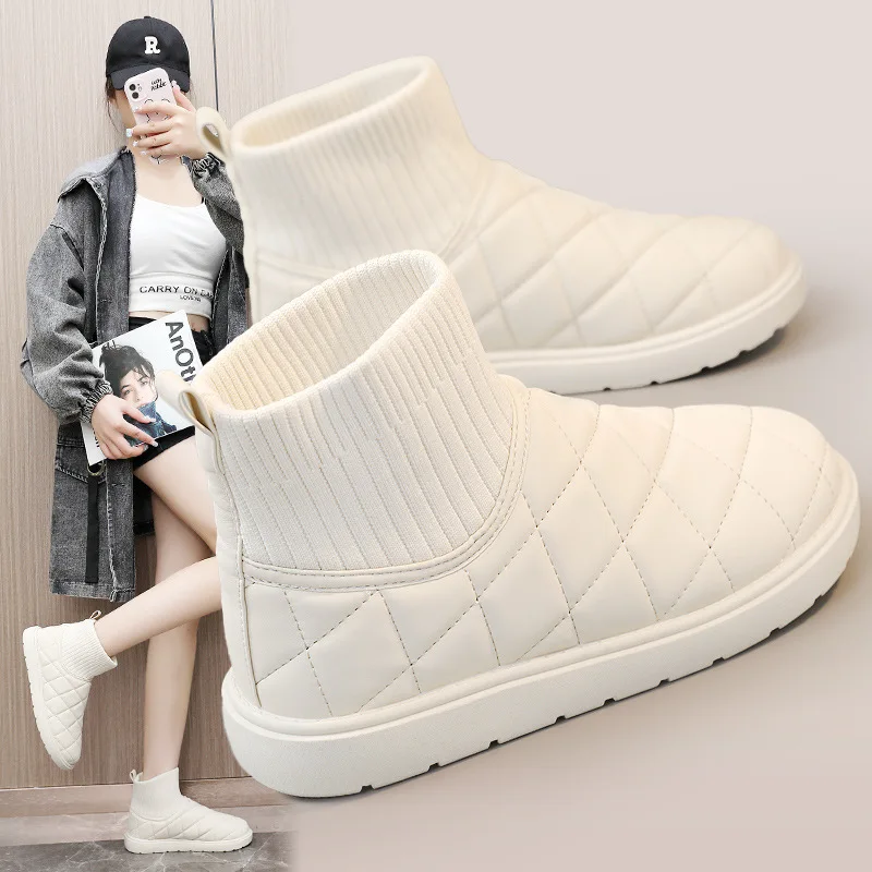 

Botas de nieve 2023 nuevas suelas gruesas con zapatos de mujer casuales moda, cómoda y cálida zapatos de algodón botas de mujer