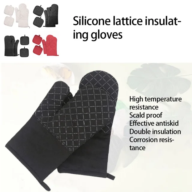 Szilikon Sütő Kesztyű És Edénytartósító Előrehaladott Hőállóság Csúszásálló Texturált Markolat Mikrohullámú Sütőkhez Grillez J2Y - Image 6