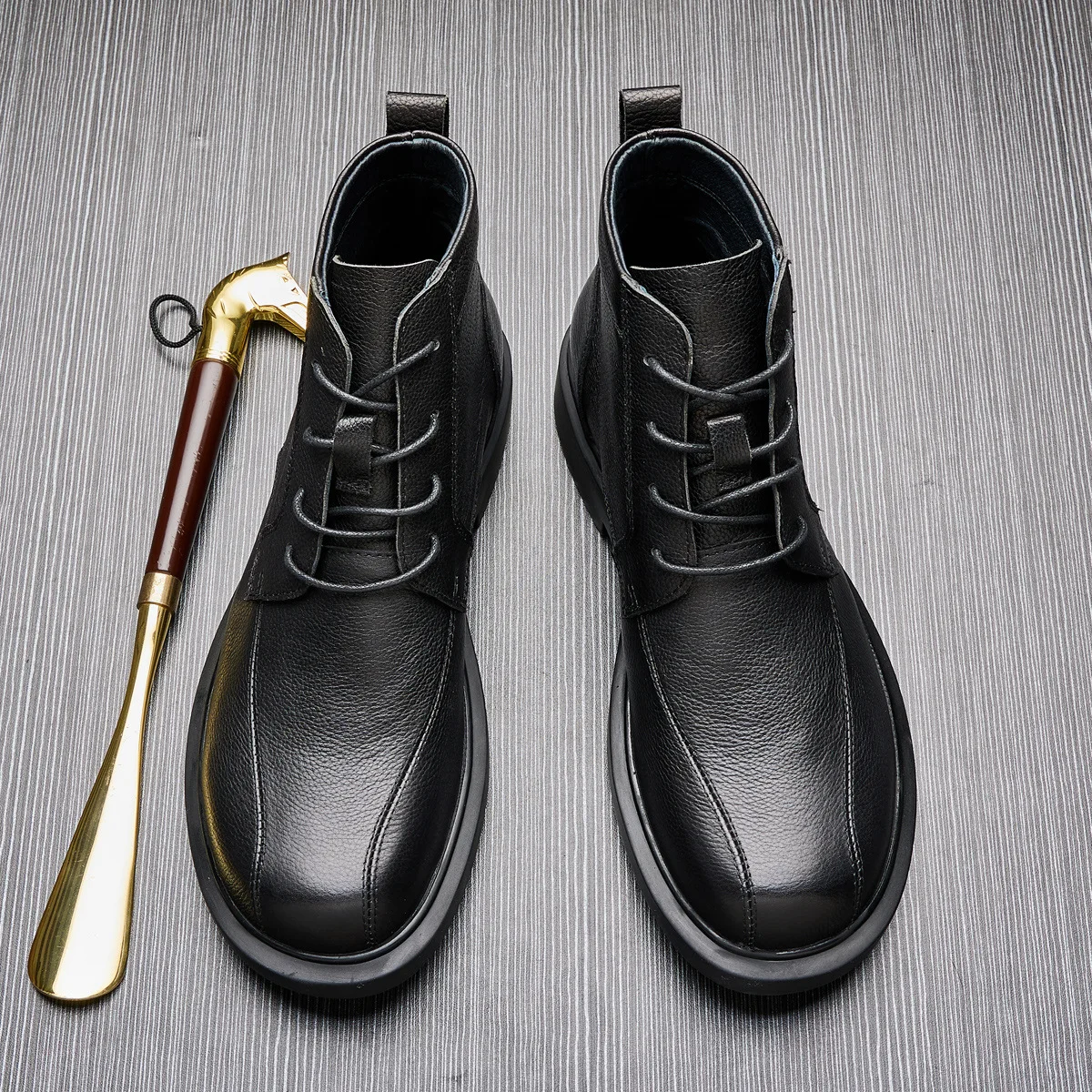Cashmere Zipper Big Size High Quality Combat Boots Mens Boots and Luxury Shoes Autumn Winter Ankle Boots Genuine Leather Cowhide