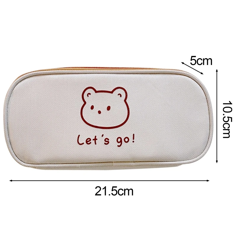 Kawaii Canvas Pencil Case for Girls Boys Cartoon Bear Pencilcase Pen Case Bag Large Capacity Pencil Box Pouch Stationery Gift