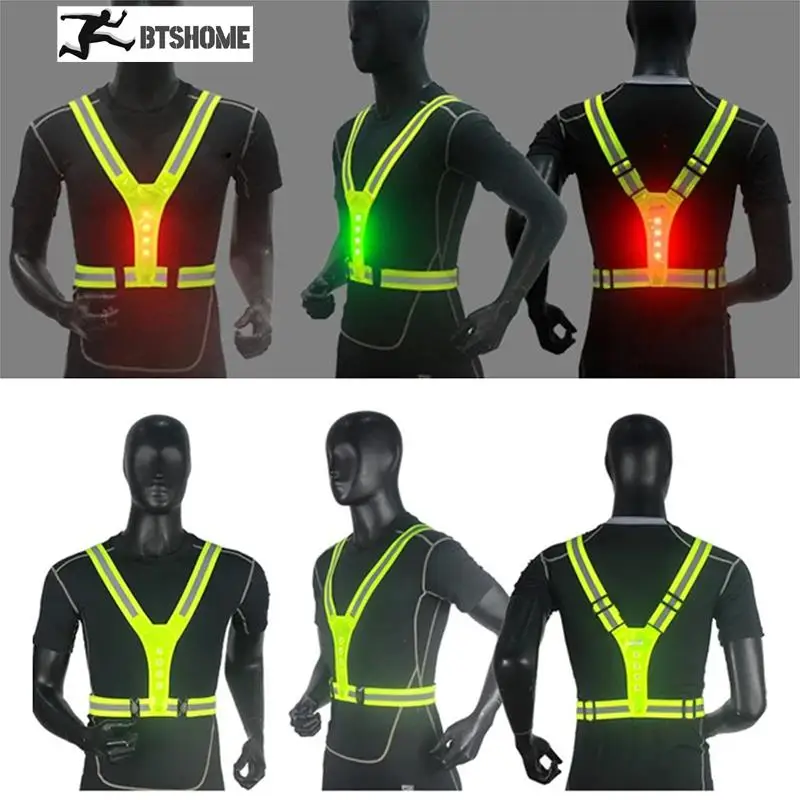 Gilet de course réfléchissant LED réglable en plein air, sangles  réfléchissantes, équipement de sécurité pour hommes et femmes, course  nocturne, randonnée - AliExpress