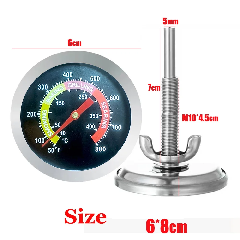 60mm Stainless Steel Pizza Oven Thermometer Baking Food Meat 10-400 Degrees Celsius Grill Barbecue Stove Thermograph 3