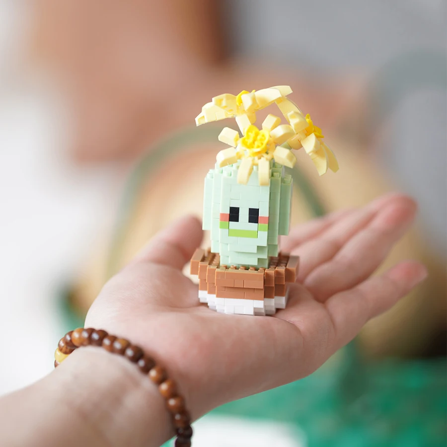 DIY Mini Potted Cactus Building Block Sets Potted Plant Garden Toys Children Assembly Creative Decor