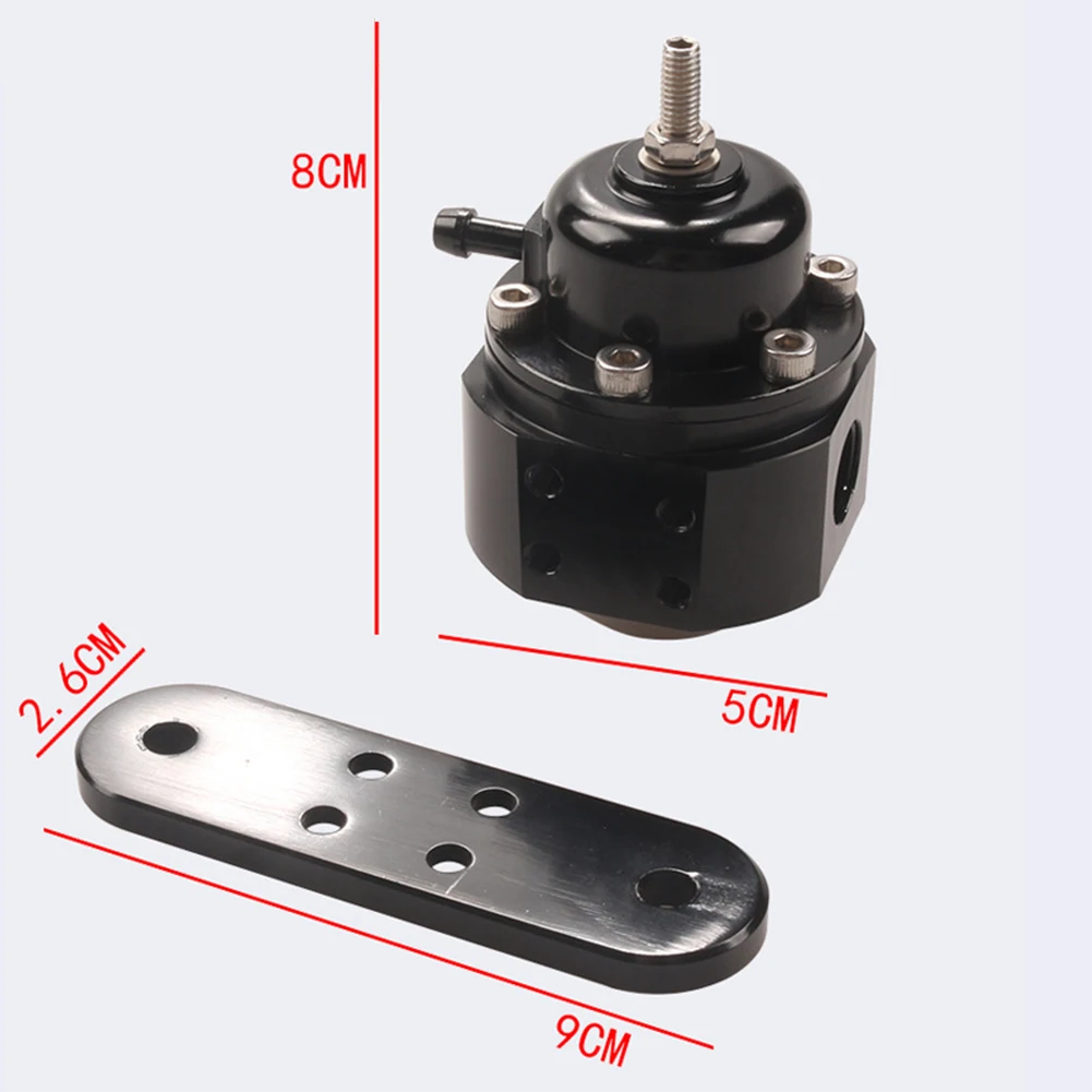 Automobile Fuel Pressure Regulator Fuel Pressure Regulator Valve FPR 25-302BK Universal Adjustable Aluminum Alloy Black