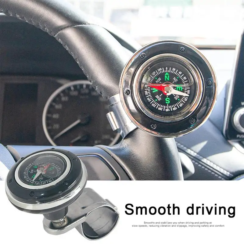 

Universal Car Steering Wheel Power Ball Booster Spinner Knob With Compass Bearing Compass Truck Labor-saving Steering Assist