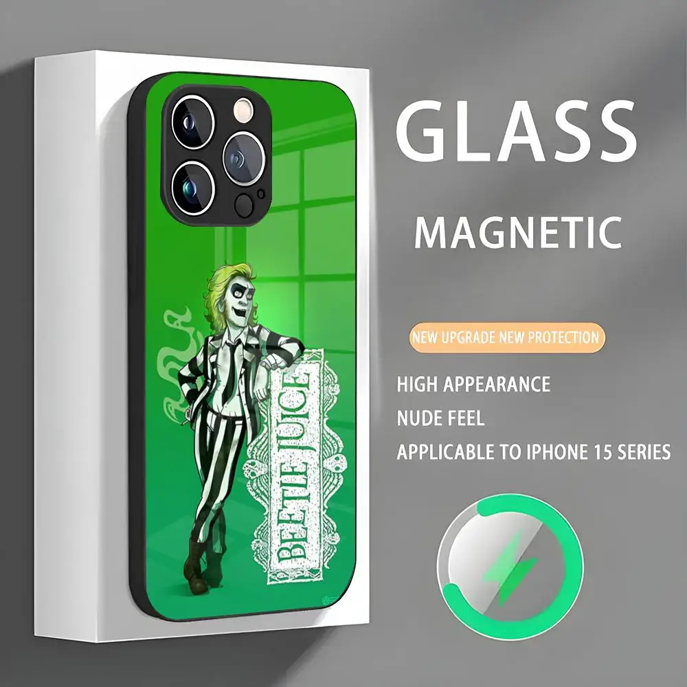 thumbnail image 1 of Funda de teléfono B-Beetlejuice 2 para iPhone 16, 15, 14, 13, 12, 11, X, XR, XS, XSMAX, 8 Plus, Mini Pro Max, funda de vidrio magnética, 1 of 5