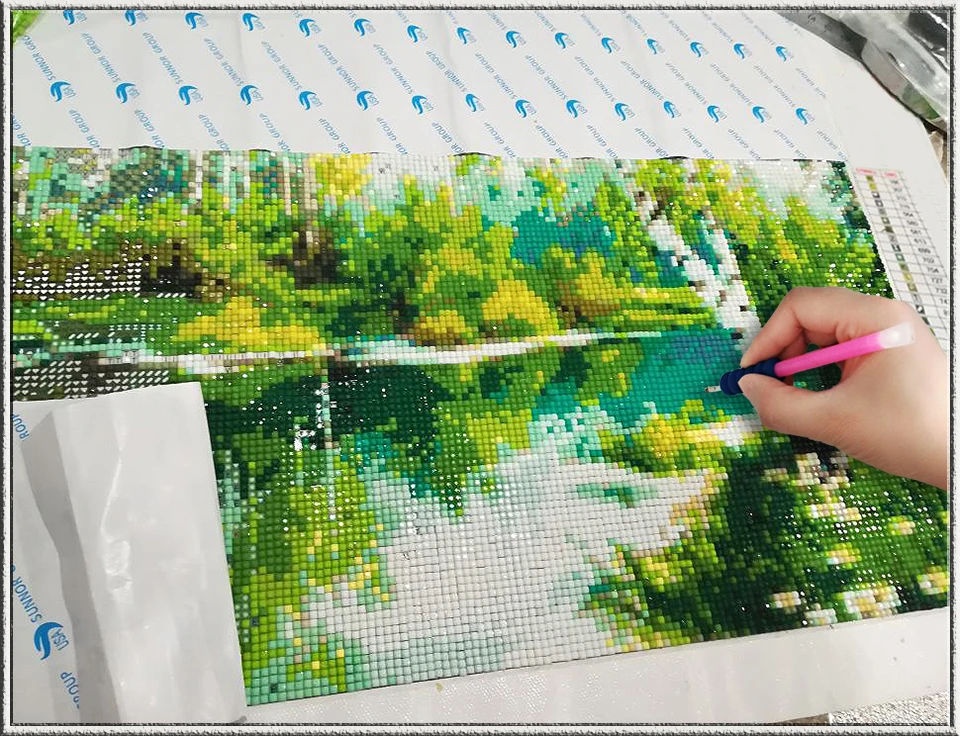 전체 광장/라운드 다이아몬드 페인팅 크로스 스티치 풍경 5D DIY 다이아몬드 자수 모자이크 모조 다이아몬드 키트, 겨울 바느질 작업