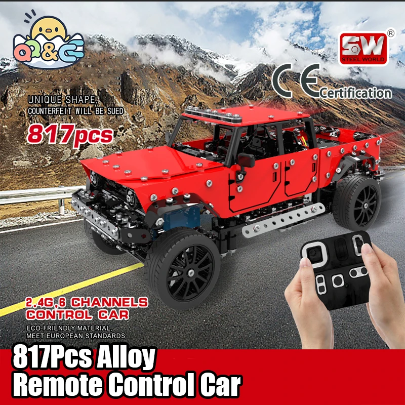 1/16 SW (RC) 005 Alloy Assembled Remote Control Car Stainless Steel 4 Channel RC pickup Truck 817pcs Toys Children Kid Gift