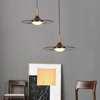 Noyer noir restaurant chambre chevet simple créatif soucoupe volante en bois massif chez l'habitant bar café nordique lustre en cuivre 4