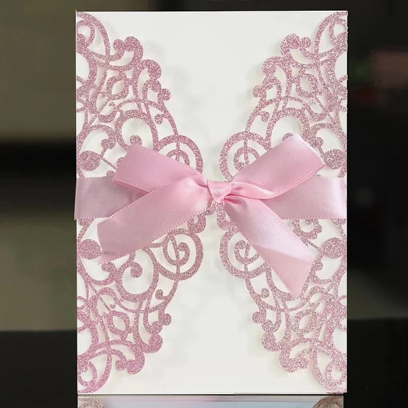 Kit 40 Inviti Matrimonio Fai-da-Te FOMTOR | Taglio Laser Vuoti Con Carta E Buste | 7x4.7 Pollici, Blu