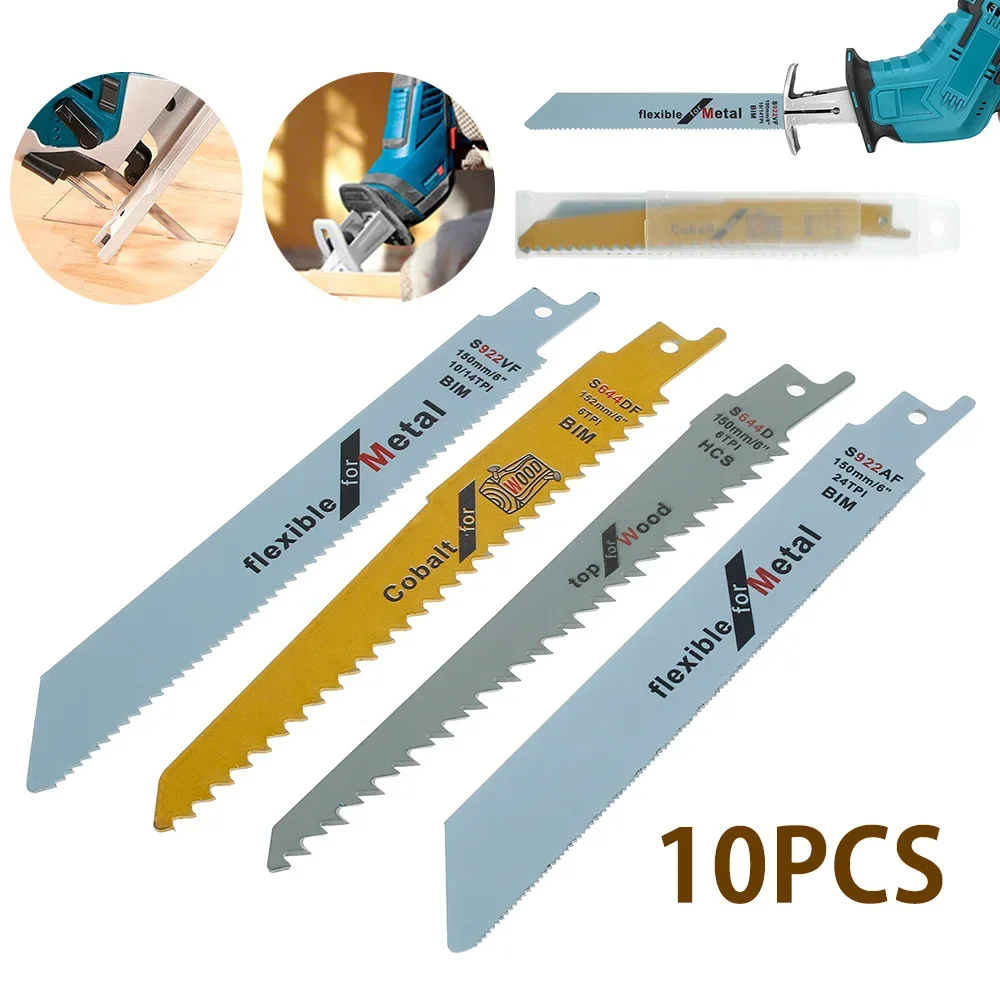 10Pcs Reciprocating Saw Blades Set Saber Saw Blade Combo Wood Metal Cutting High Speed Steel DIY Tools Power Tool Accessories 2