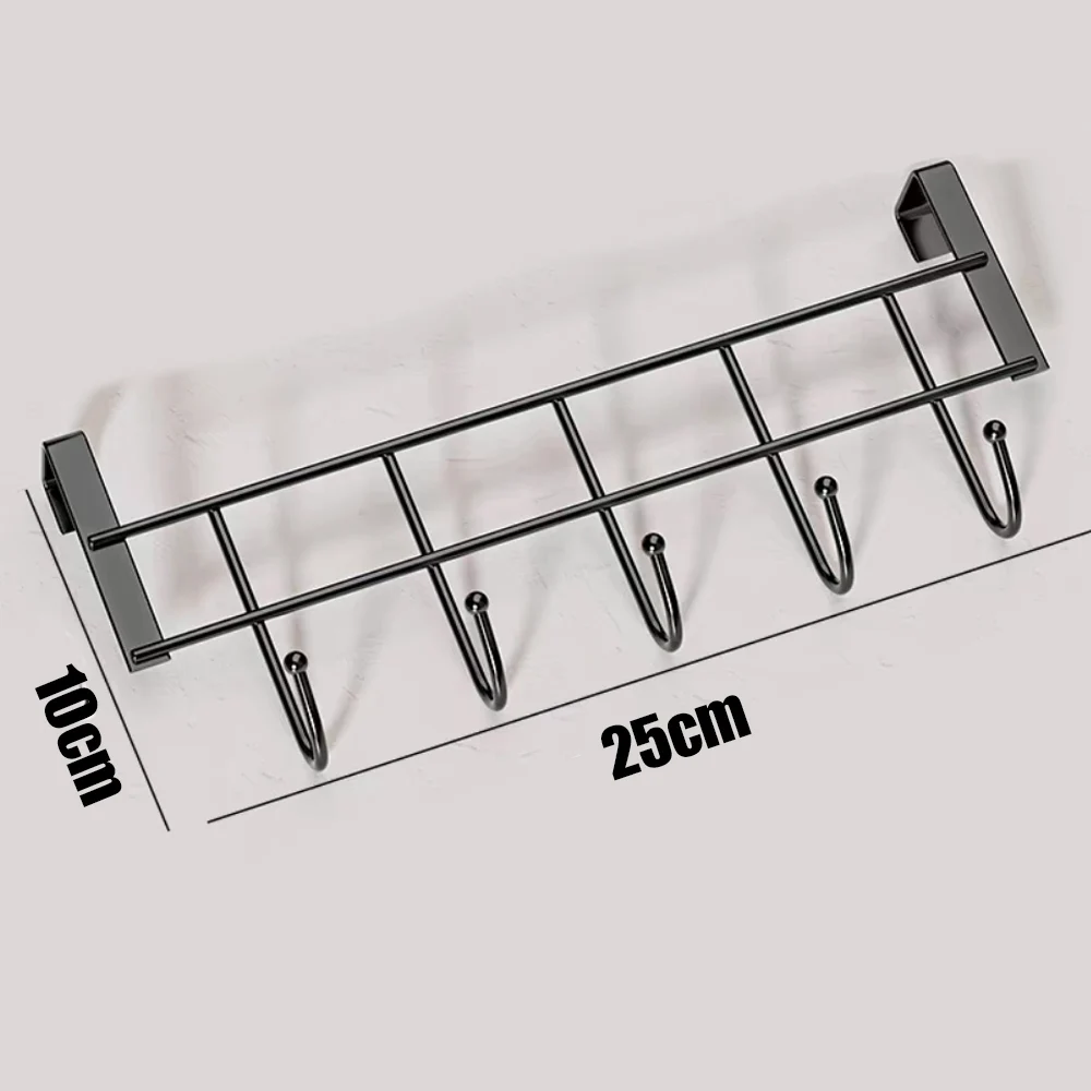 Description Picture 2 of itemDoor Hanger Hook Stainless Steel Kitchen Cabinet Pull Over Door Hook Clothes Bedroom Bathroom Hanger Bags Towel Holder 5 Hooks