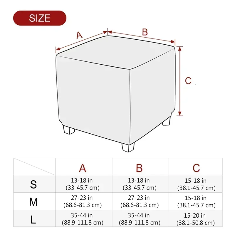 1pc Velvet Ottoman Cover Square Solid Color Footrest Slipcovers Elastic House Pouf Stool Cover Living Room Furniture Protector 2