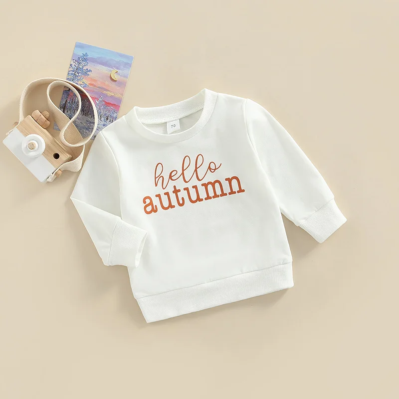 FOCUSNORM 0-3Y Autumn Baby Girls Boys Cute Sweatshirt Outwear Letter Printing Long Sleeve Pullover Tops