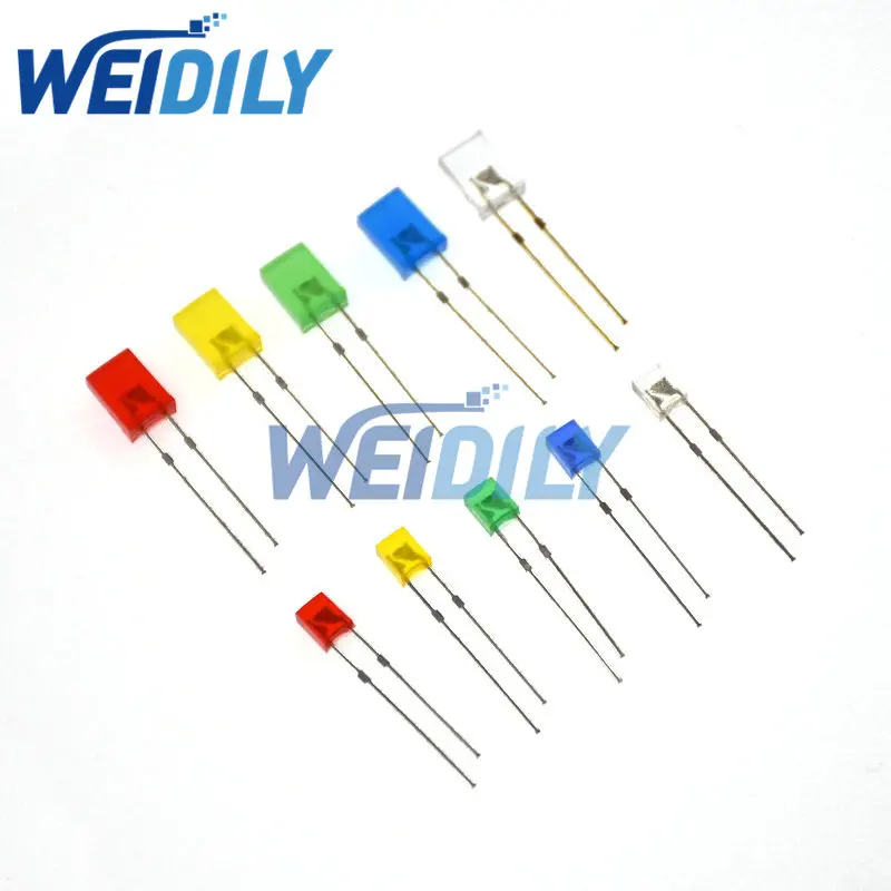 100Pcs Vierkante Led Lichtgevende Diode 2*3*4Mm 2*5*7Mm Led Diode Water Helder Wit Rood Geel Groen Blauw 2X3X4 2X5X7 Nieuw