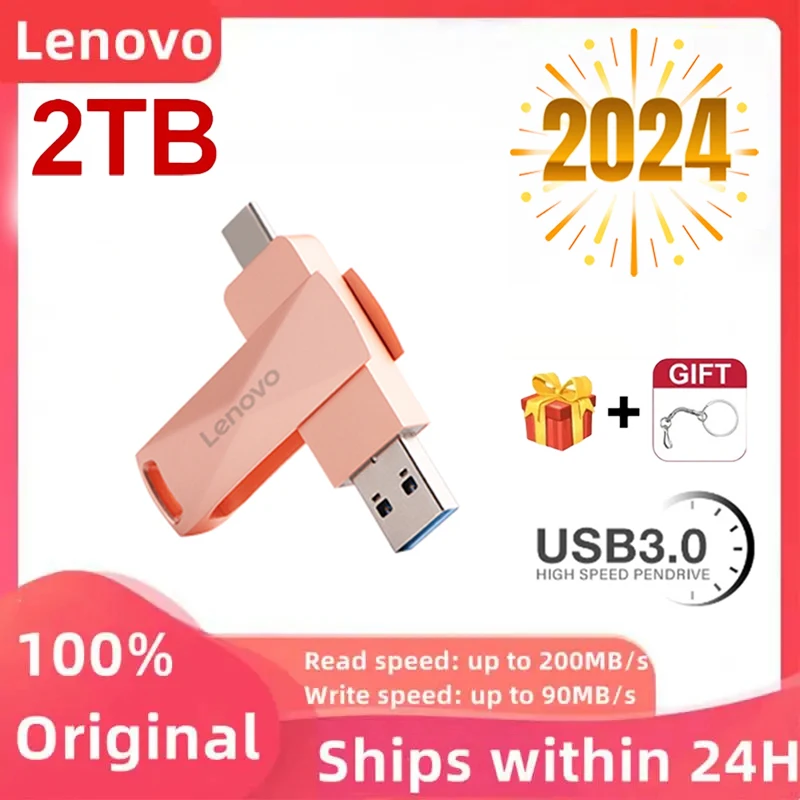 2024 Lenovo 2Tb Usb 3.0 Flash Drive Trasferimento Ad Alta Velocità Pendrive In Metallo Scheda Di Memoria Pendrive Flash Disk Memoria Stick Impermeabil