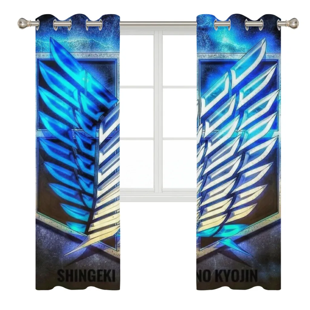 Wings of Liberty Attack on Titan Retro Shading Curtains  for Living Room Decoration Window Curtain 2 PC  3