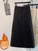 Thickened down Cotton Half Skirt Large Size Women's Winter New Style Warm Fluffy Long Skirt Artistic Commute Style A-Line Skirt - Image 2