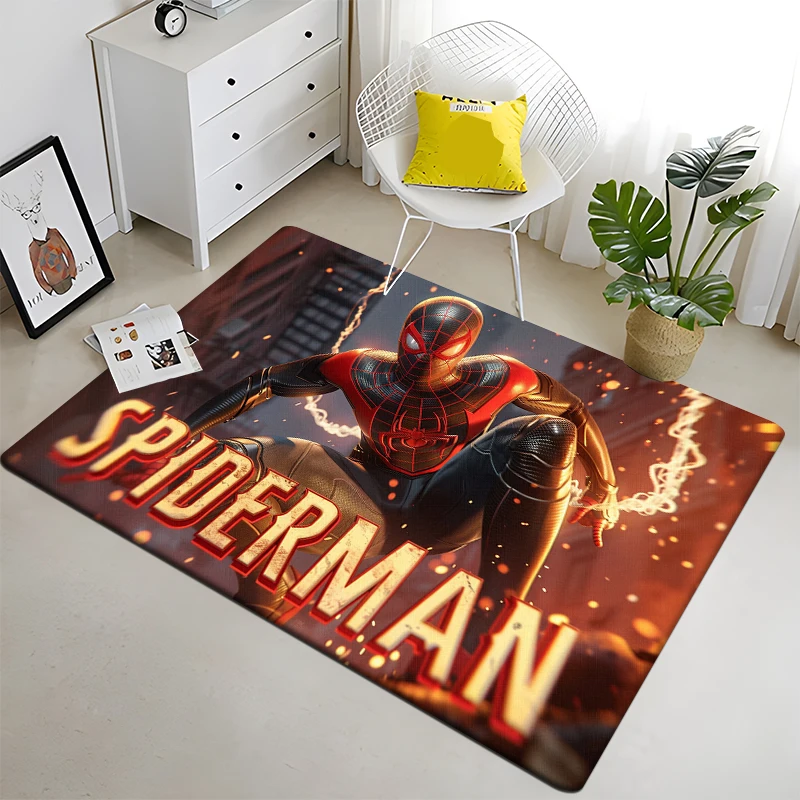 Spider Man HD Printed Carpet for Living Room Decoration Bedroom Picnic Camping Kitchen Entrance Door Mat Crawling Rug
