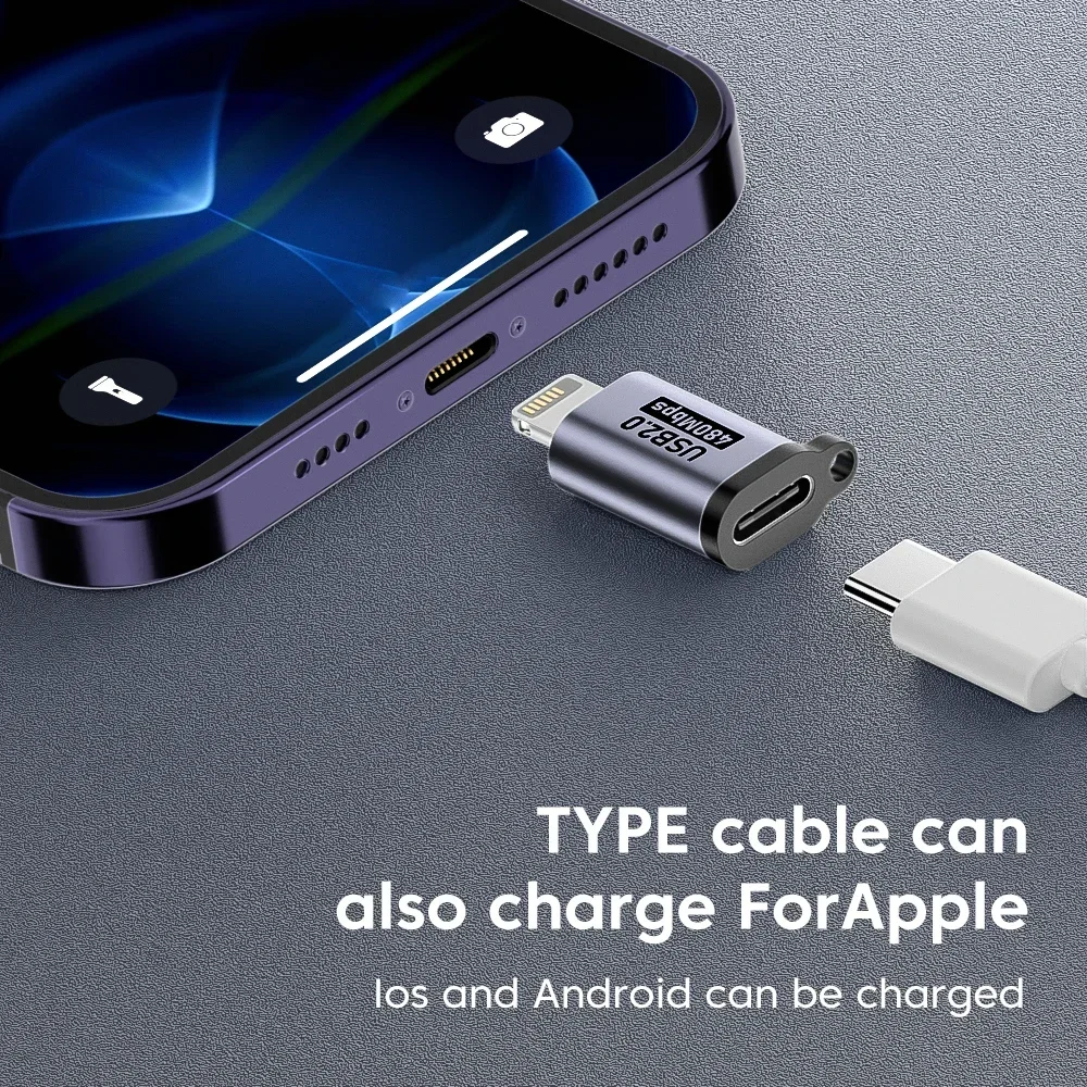 Micro USB To Type C Adapter Mini USB To USB C 480Mbps Fast Data Charging Connector USBC To Lightning Adapter For iphone
