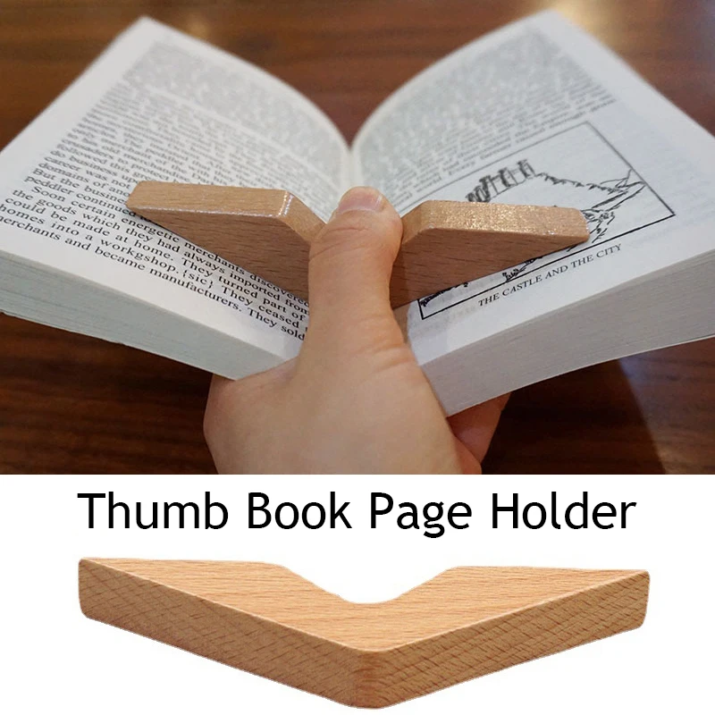 Creative Handmade Thumb Book Page Holder Book Expander Thumb Bookmark Wood Page Spreader Support Office Worker Reading book holder