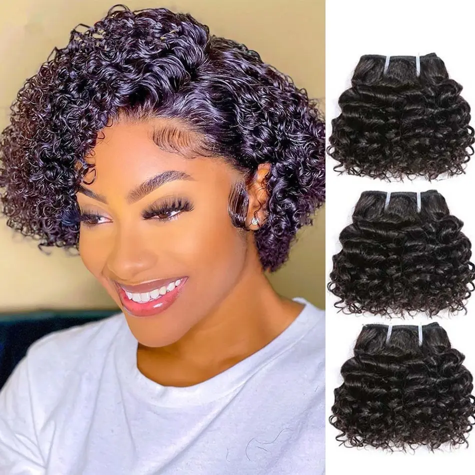 Brazilian Deep Wave Human Hair Bundles Bouncy Curly Hair
