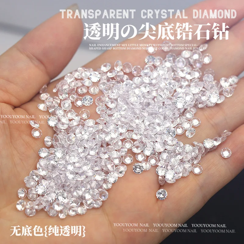 100PCS Sparkle Tiny Round Sharp Zircon 0.9-4mm Clear Transparent Nake Diamond Nail Art Rhinestones Decorations Manicure Charms 3