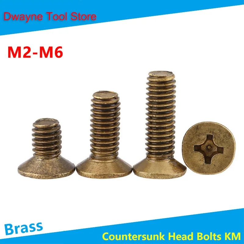

Cross Countersunk Head Brass Screw KM GB819 Flat Head Brass Bolts Copper Mini Screws M2 M2.5 M3 M4 M5 M6 【30PCS】