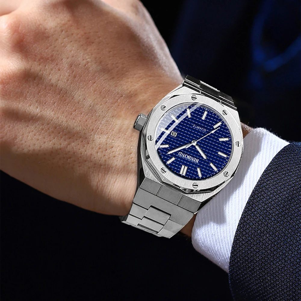 BINBOND High-end Business Quartz Watch Steel Waterproof Luminous Male Clock Simple Fashion Luxury Watches for Men Reloj Hombre