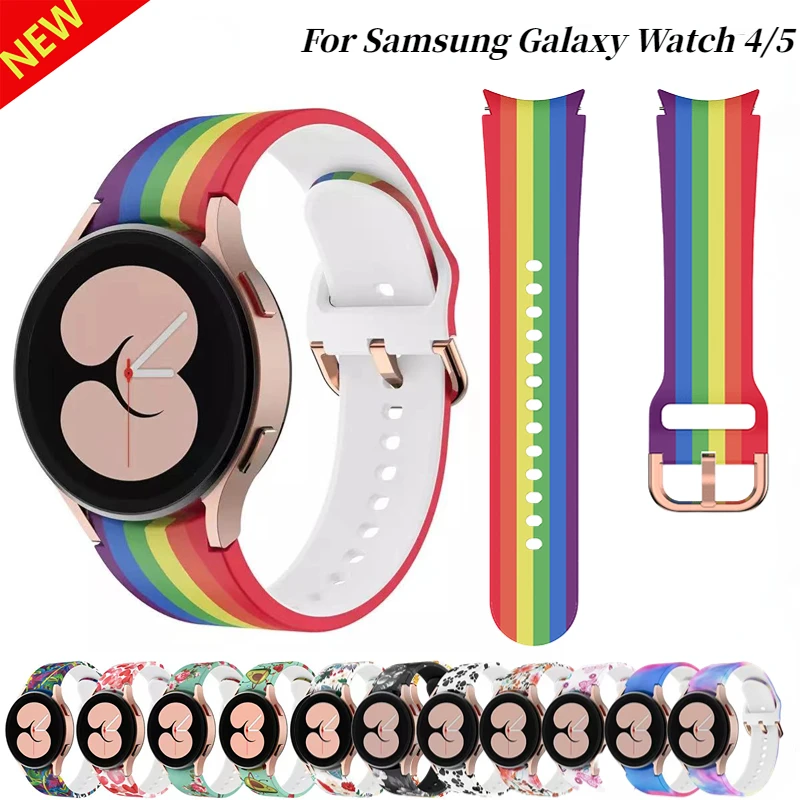 20mm bedrucktes Silikonarmband für Samsung Galaxy Watch 4/5 40mm 44mm 5 Pro 45mm Armband Armband Watch 4 Classic 42mm 46mm Gürtel_voghion.com