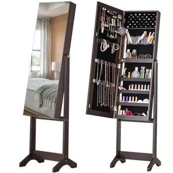 Free Standing Jewelry Armoire Cabinet with Mirror 1