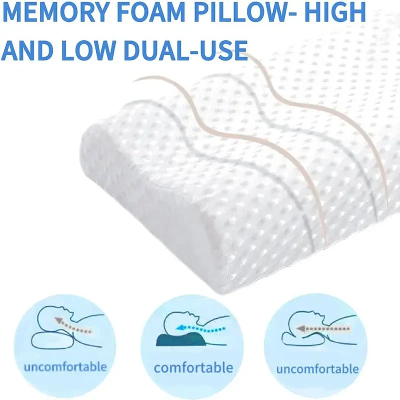 60/50/40CM Memory Foam Pillow for Sleeping Slow Rebound Orthopedic Pillow Support Nec Cervical Pillow Bed Pillows for Ergonomic 3
