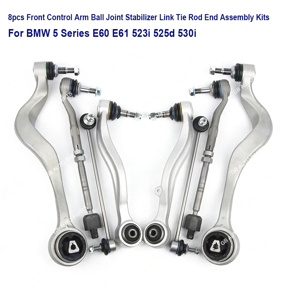 8pcsFrontControlArmBallJointStabilizerLinkTieRodEndAssembly