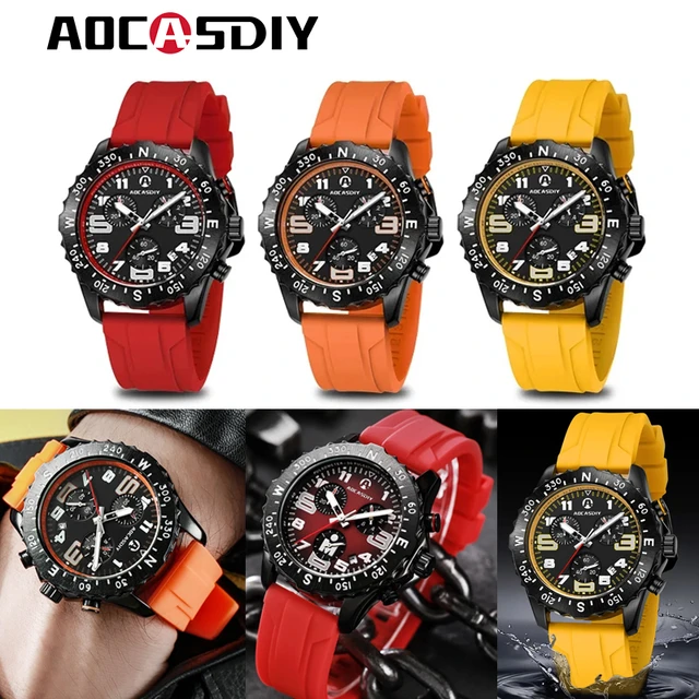 Relojes deportivos militares para hombre, reloj de pulsera analógico de  cuarzo, correa de cuero, calendario de fecha, reloj de pulsera.