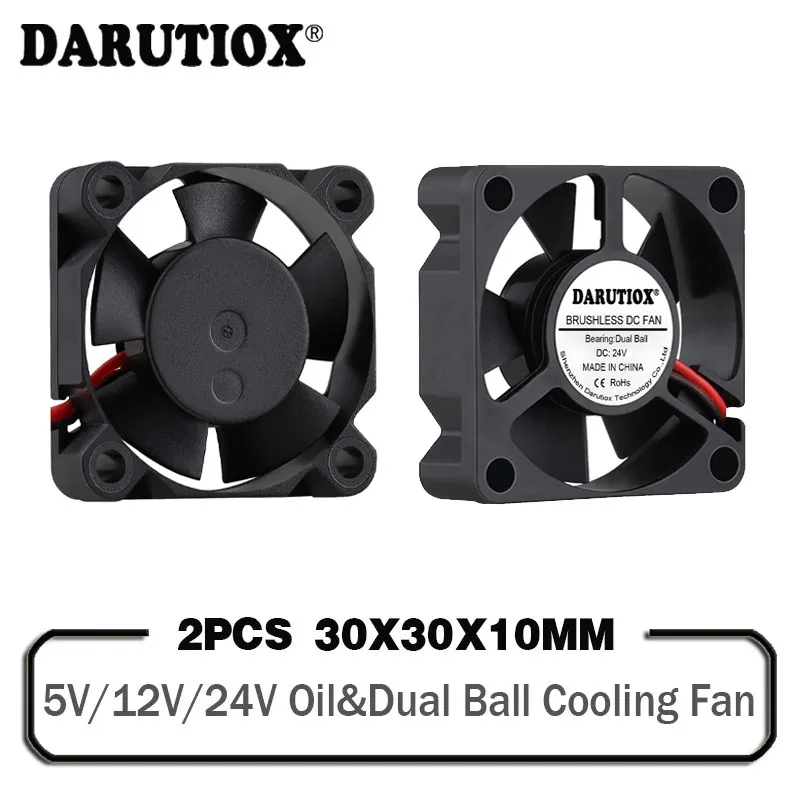 2 шт. Darutiox двойной шарикоподшипник DC 24 в 12 В 5 в 3 см 30 мм 30x30x10 мм 3010 Бесщеточный мини-кулер охлаждающий вентилятор