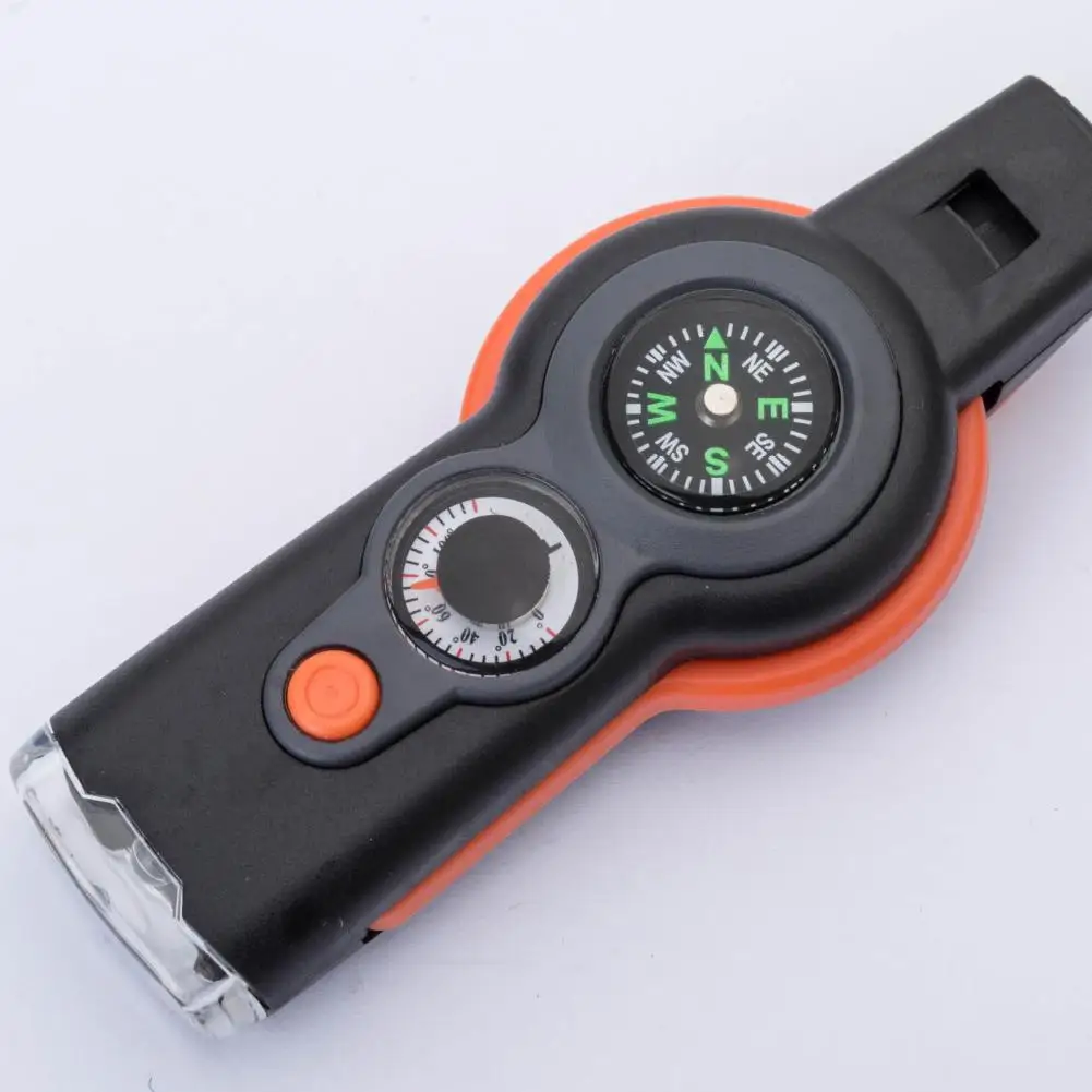 Description Picture 4 of item7 In 1 Multi-function Outdoor Whistle Army Green High Flashlig Signal Compass Thermometer LED Life-saving Mirror Decibel Wh F8L7