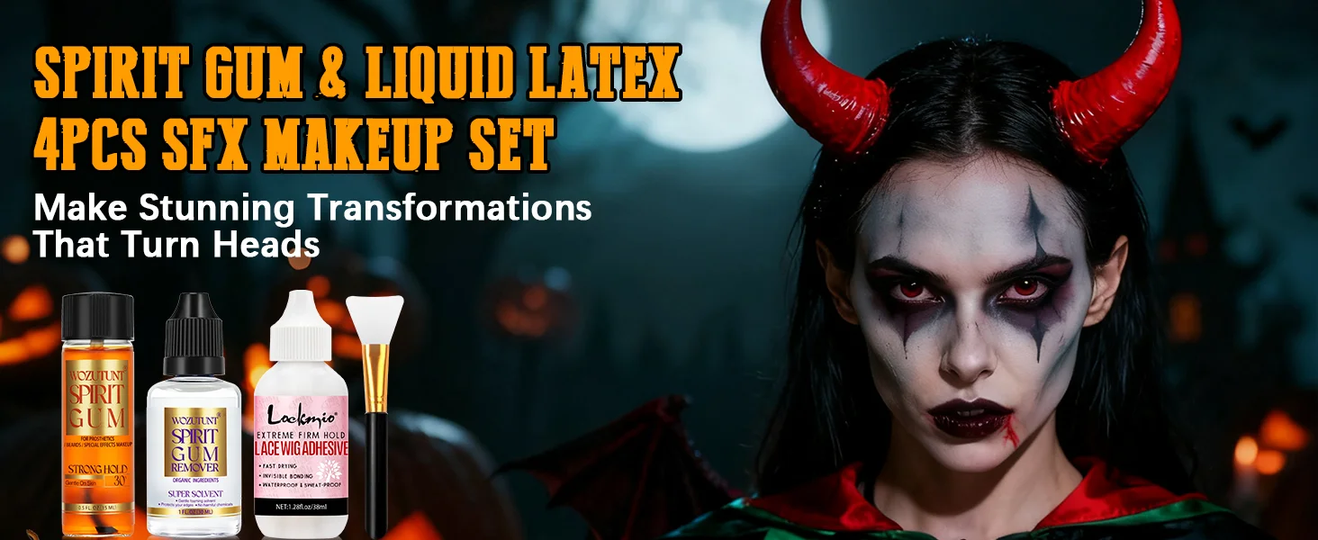 Spirit Gum Adhesive & Remover Kit Professioneller Kosmetikkleber Gesicht Haut Körper SFX Make-up Starker Halt Glatze Kappen Prothetik Cosplay – Detail 1