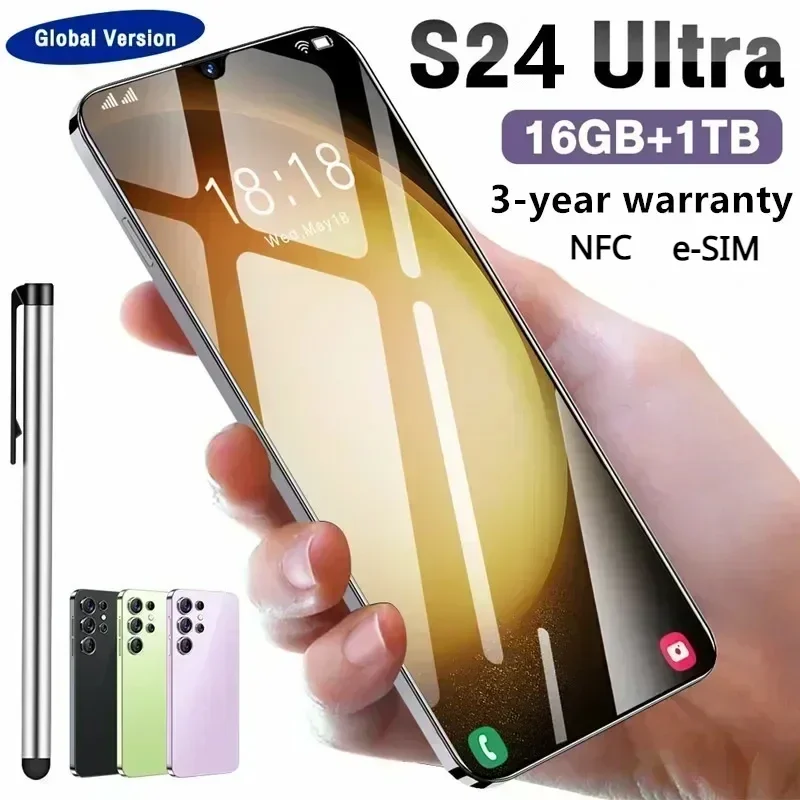 

2024 новые S24 ультра мобильные телефоны 6,8 HD экран смартфон 16G + 1T 5G две Sim-карты Celulares Android разблокированный 72 МП 6800 мАч сотовый телефон