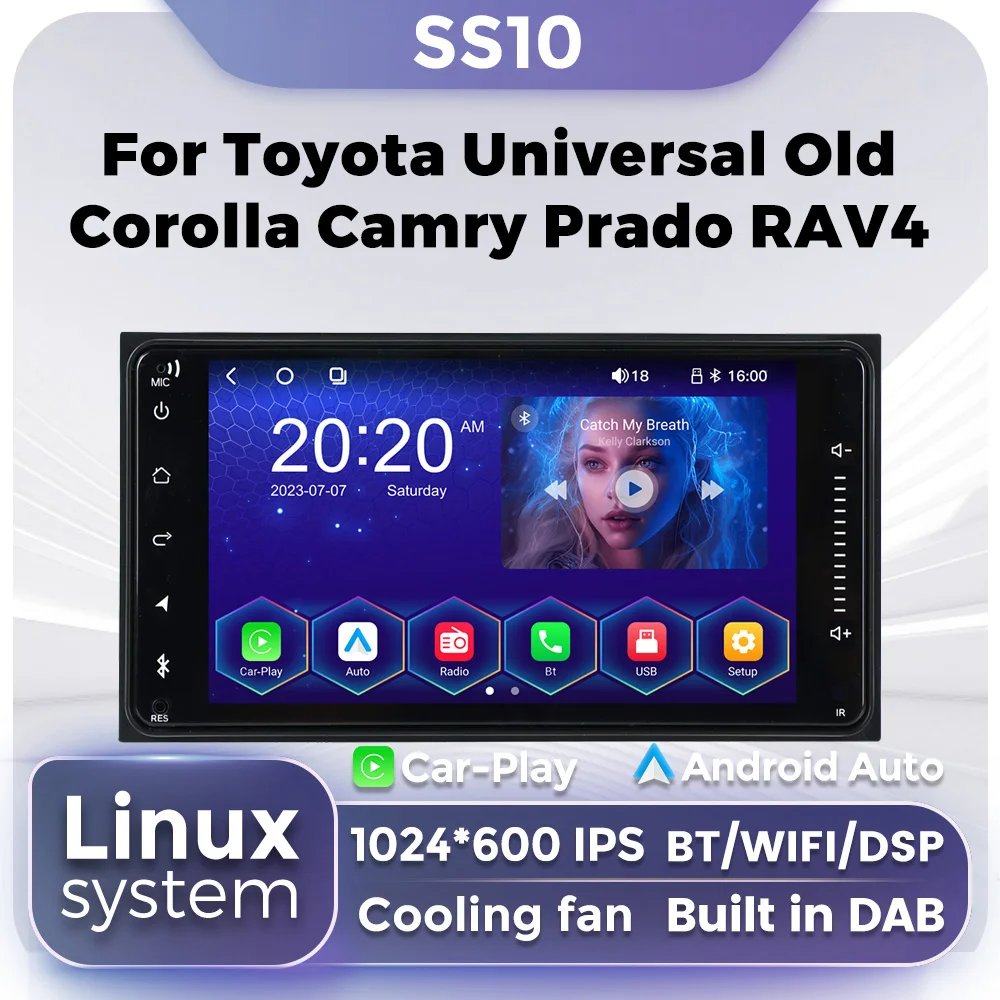 

Car Radio Autoradio For Toyota Universal Old Corolla Camry Prado RAV4 Linux System Multimedia Player DAB BT Carplay Android Auto